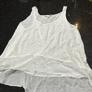 Joie soft tank top in white with transparent bottom ruffle